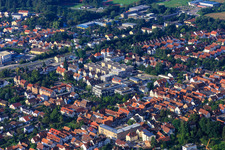Aerial view of New building site in the city center in Kandel in the state Rhineland-Palatinate, Germany