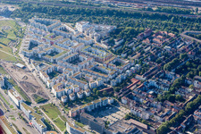 Aerial view of City Park in the district Südstadt in Karlsruhe in the state Baden-Wuerttemberg, Germany