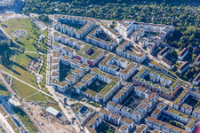 Aerial photograpy of City Park in the district Südstadt in Karlsruhe in the state Baden-Wuerttemberg, Germany
