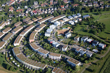 District Hohenwettersbach in Karlsruhe in the state Baden-Wuerttemberg, Germany from a drone