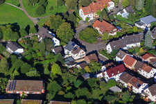 Aerial view of New path in the district Hohenwettersbach in Karlsruhe in the state Baden-Wuerttemberg, Germany