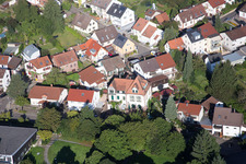 District Hohenwettersbach in Karlsruhe in the state Baden-Wuerttemberg, Germany from the plane