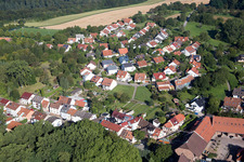 District Hohenwettersbach in Karlsruhe in the state Baden-Wuerttemberg, Germany from the drone perspective