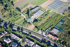 District Durlach in Karlsruhe in the state Baden-Wuerttemberg, Germany seen from a drone