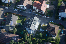 Oblique view of Hellenstrasse in the district Wolfartsweier in Karlsruhe in the state Baden-Wuerttemberg, Germany