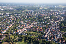 Aerial photograpy of Floodplain in the district Durlach in Karlsruhe in the state Baden-Wuerttemberg, Germany