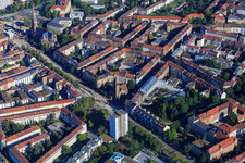 Luther Church on Durlacher Allee x Gottesauer Eck in the district Oststadt in Karlsruhe in the state Baden-Wuerttemberg, Germany