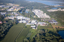 Oblique view of District Freistett in Rheinau in the state Baden-Wuerttemberg, Germany