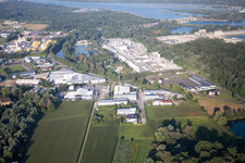 District Freistett in Rheinau in the state Baden-Wuerttemberg, Germany from above