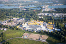 Aerial view of Xella Germany in the district Freistett in Rheinau in the state Baden-Wuerttemberg, Germany