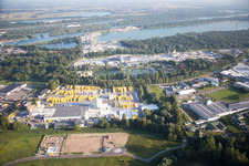 Aerial photograpy of Xella Germany in the district Freistett in Rheinau in the state Baden-Wuerttemberg, Germany