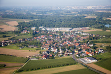 Village - view on the edge of agricultural fields and farmland in the district Linx in Rheinau in the state Baden-Wurttemberg, Germany
