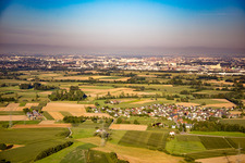 From the east in the district Querbach in Kehl in the state Baden-Wuerttemberg, Germany