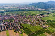 Aerial view of Town View of the streets and houses of the residential areas in Scherwiller in Grand Est, France