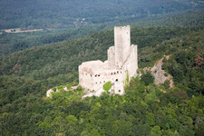Aerial view of L'Ortenbourg in Scherwiller in the state Bas-Rhin, France