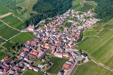 Village - view on the edge of agricultural fields and farmland in Orschwiller in Grand Est, France