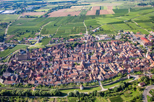 Aerial view of Bergheim in the state Haut-Rhin, France