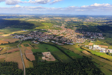 Aerial view of City view from the west in Weingarten in the state Baden-Wuerttemberg, Germany
