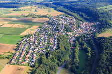 Village overview from the northwest in the district Ruit in Bretten in the state Baden-Wuerttemberg, Germany