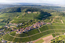 Aerial photograpy of Village - view on the top of wine yards in Hohenhaslach in the state Baden-Wurttemberg, Germany