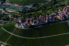 Oblique view of Village - view on the top of wine yards in Hohenhaslach in the state Baden-Wurttemberg, Germany