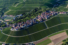 Village - view on the top of wine yards in Hohenhaslach in the state Baden-Wurttemberg, Germany from above