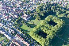 Aerial photograpy of Castle Park and Freidental Castle in Freudental in the state Baden-Wuerttemberg, Germany