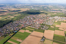 Town View of the streets and houses of the residential areas in Loechgau in the state Baden-Wurttemberg, Germany