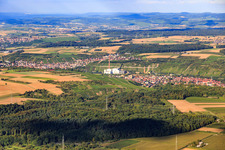 Aerial view of Neckarwestheim nuclear power plant, EnBW Kernkraft GmbH from the southwest in Gemmrigheim in the state Baden-Wuerttemberg, Germany