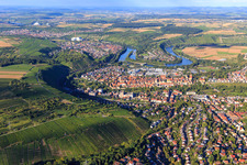 View of the town on the Neckar loop from the west in Besigheim in the state Baden-Wuerttemberg, Germany