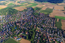 Overview of the town from the northwest in Erdmannhausen in the state Baden-Wuerttemberg, Germany