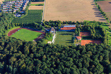 Tennis court of the Tennisclub Affalterbach eV and sports field and Herbert-Müller-Halle of the TSV 1909 eV in Affalterbach in the state Baden-Wuerttemberg, Germany