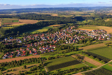 Aerial view of Village view from the south in the district Burgstall in Burgstetten in the state Baden-Wuerttemberg, Germany