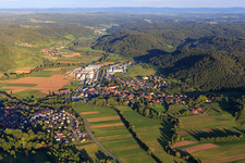 Village in front of Junginger Naturholzwerk GmbH from the west in the district Unterrot in Gaildorf in the state Baden-Wuerttemberg, Germany