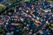 Aerial view of Town View of the streets and houses of the residential areas in Gaildorf in the state Baden-Wurttemberg, Germany