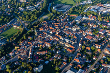 Aerial photograpy of Town View of the streets and houses of the residential areas in Gaildorf in the state Baden-Wurttemberg, Germany