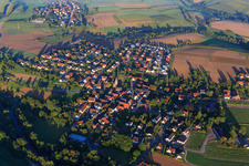 Village in the morning from the northeast with St. Martin's Church in the district Ottendorf in Gaildorf in the state Baden-Wuerttemberg, Germany