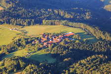Aerial view of Village in the morning from the north in the district Kleinhöchberg in Sulzbach an der Murr in the state Baden-Wuerttemberg, Germany