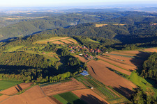 Aerial view of Village in the morning from the southeast in the district Großhöchberg in Spiegelberg in the state Baden-Wuerttemberg, Germany