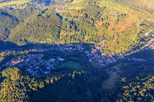 Village in the Lautertal in the morning from the east in the district Roßstaig in Spiegelberg in the state Baden-Wuerttemberg, Germany