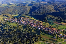Village in the morning from the southeast in the district Prevorst in Oberstenfeld in the state Baden-Wuerttemberg, Germany