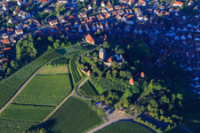 Aerial photograpy of Castle Falconry at Hohenbeilstein Castle in Beilstein in the state Baden-Wuerttemberg, Germany