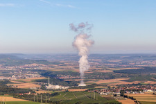 Building remains of the reactor units and facilities of the NPP nuclear power plant GKN Neckarwestheim in Neckarwestheim in the state Baden-Wurttemberg, Germany