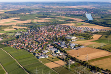 Town on the banks of the river of the river Neckar in Neckarwestheim in the state Baden-Wurttemberg, Germany