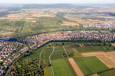 Town on the banks of the river of the river Neckar in Gemmrigheim in the state Baden-Wurttemberg, Germany