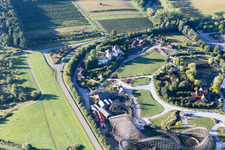 Tripsdrill Adventure Park in the district Treffentrill in Cleebronn in the state Baden-Wuerttemberg, Germany seen from above