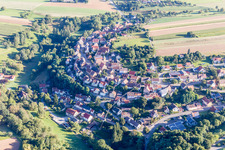 Village - view on the edge of agricultural fields and farmland in Ochsenburg in the state Baden-Wurttemberg, Germany