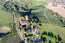 Aerial photograpy of Castle of the fortress Ravensburg with restaurant in Sulzfeld in the state Baden-Wurttemberg, Germany