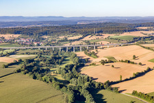 Aerial view of Valley bridge Bauerbach in the district Bauerbach in Bretten in the state Baden-Wuerttemberg, Germany