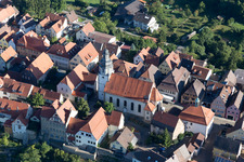 Aerial view of St. Martin from the southeast in the district Gochsheim in Kraichtal in the state Baden-Wuerttemberg, Germany